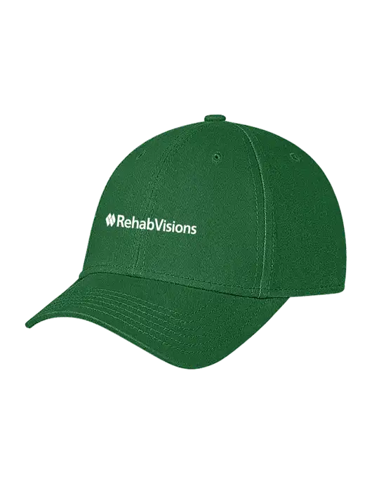 Kelly Green Structured Soft Snap Closure Hook & Loop Cap w/RehabVisions Logo