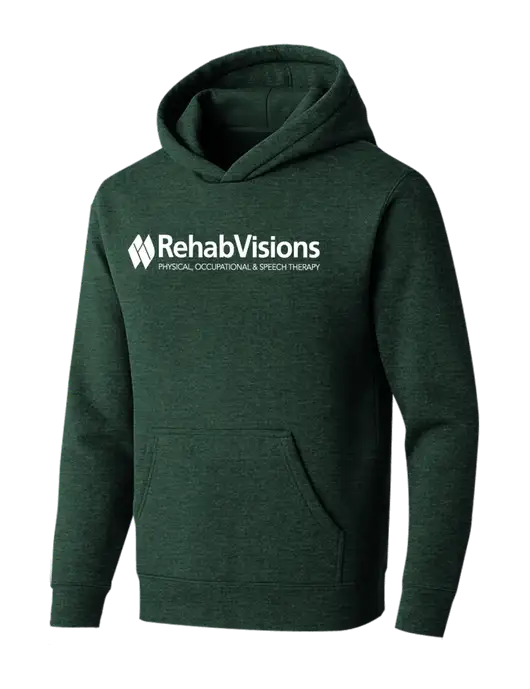 BELLA+CANVAS Heather Forest Sponge Fleece Pullover Hoodie w/RehabVisions Logo