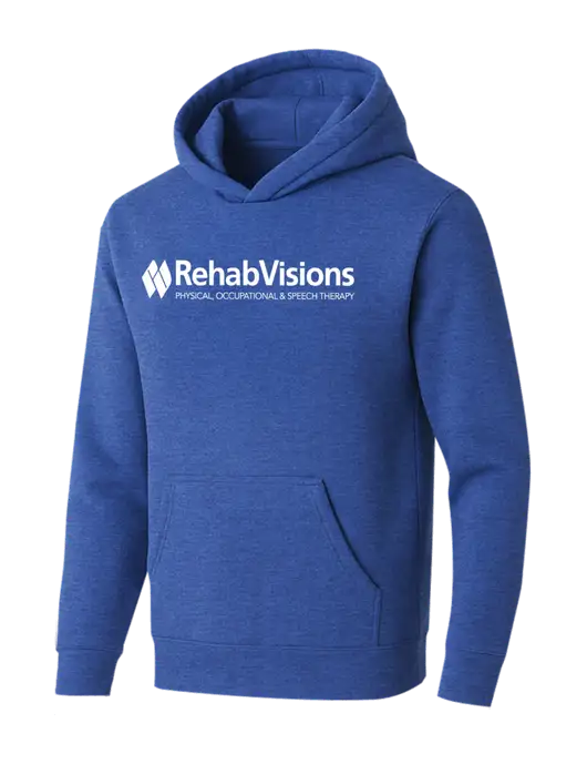 BELLA+CANVAS Heather Royal Sponge Fleece Pullover Hoodie w/RehabVisions Logo