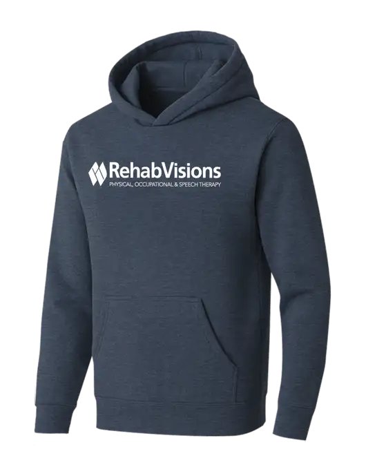 BELLA+CANVAS Heather Navy Sponge Fleece Pullover Hoodie w/RehabVisions Logo