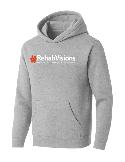 BELLA+CANVAS Light Grey Heather Sponge Fleece Pullover Hoodie w/RehabVisions Logo
