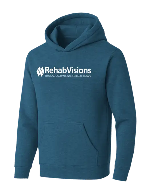 BELLA+CANVAS Heather Deep Teal Sponge Fleece Pullover Hoodie w/RehabVisions Logo