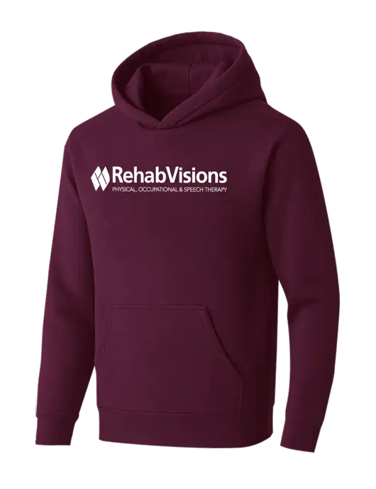 BELLA+CANVAS Maroon Sponge Fleece Pullover Hoodie w/RehabVisions Logo