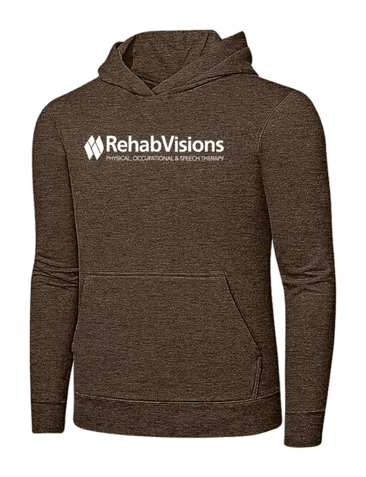 Heather Dark Chocolate Brown 7.8 oz Ring Spun Hooded Sweatshirt w/RehabVisions Logo
