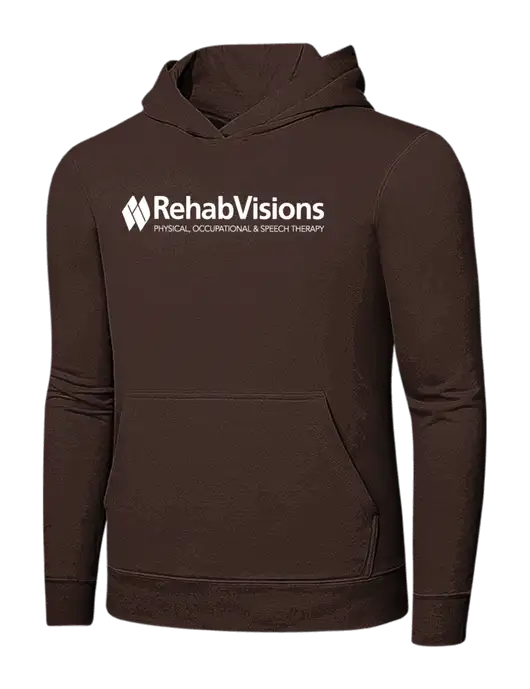 Dark Chocolate Brown 7.8 oz Ring Spun Hooded Sweatshirt w/RehabVisions Logo