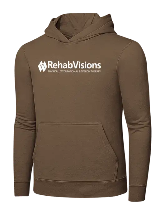 Medium Brown 7.8 oz Ring Spun Hooded Sweatshirt w/RehabVisions Logo