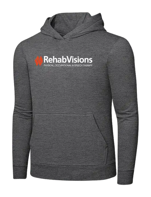 Graphite Heather 7.8. oz Ring Spun Hooded Sweatshirt w/RehabVisions Logo