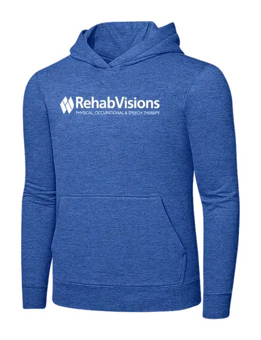 Heather Royal 7.8. oz Ring Spun Hooded Sweatshirt w/RehabVisions Logo