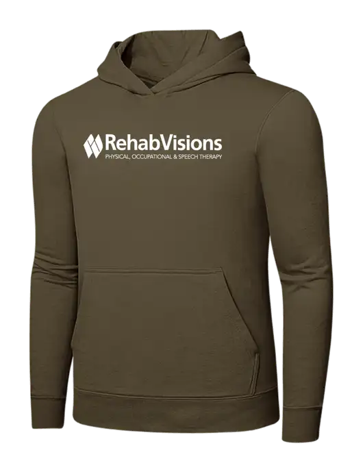 Coyote Brown 7.8 oz Ring Spun Hooded Sweatshirt w/RehabVisions Logo