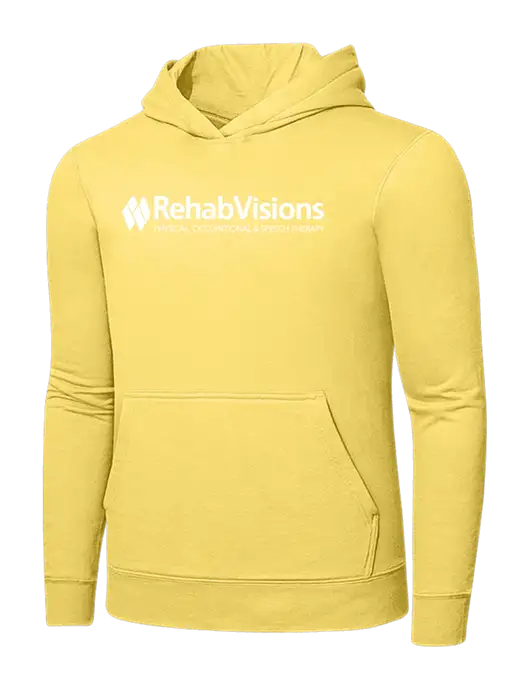 Light Yellow 7.8. oz Ring Spun Hooded Sweatshirt w/RehabVisions Logo