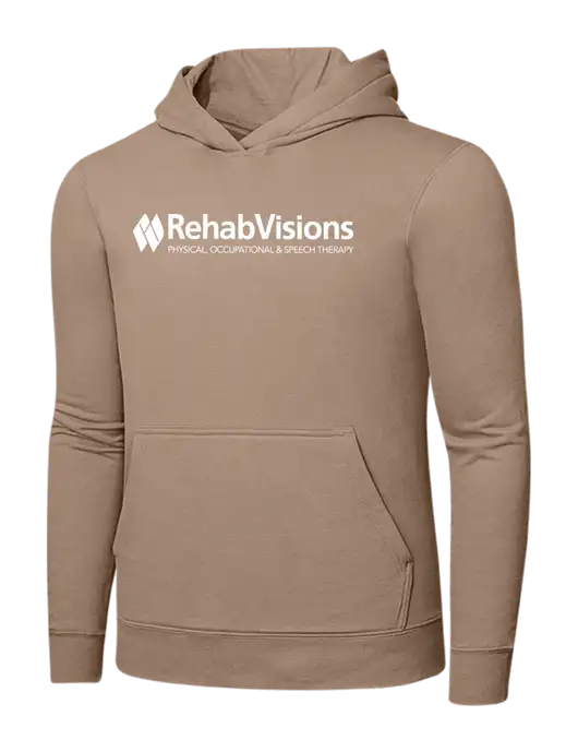 Sand 7.8. oz Ring Spun Hooded Sweatshirt w/RehabVisions Logo