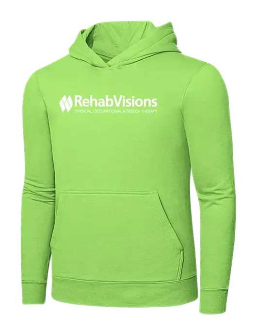 Light Green 7.8. oz Ring Spun Hooded Sweatshirt w/RehabVisions Logo