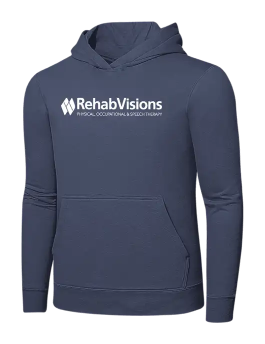Steel Blue 7.8. oz Ring Spun Hooded Sweatshirt w/RehabVisions Logo