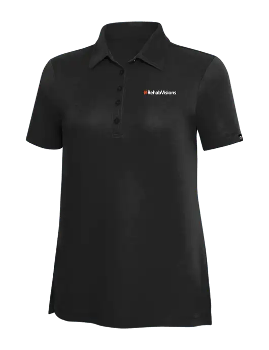 TravisMathew Black Solid Womens Oceanside Polo w/RehabVisions Logo
