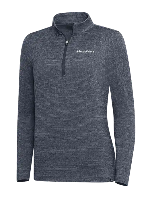 TravisMathew Navy Heather Womens Crestview 1/4 Zip w/RehabVisions Logo
