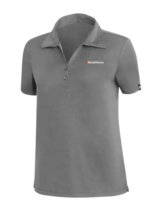 TravisMathew Med Dark Grey Womens Coto Performance Polo w/RehabVisions Logo