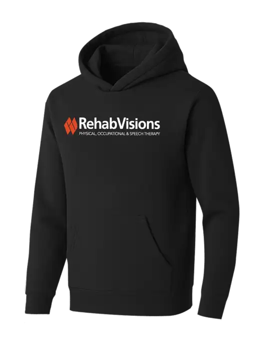 BELLA+CANVAS Black Sponge Fleece Pullover Hoodie w/RehabVisions Logo