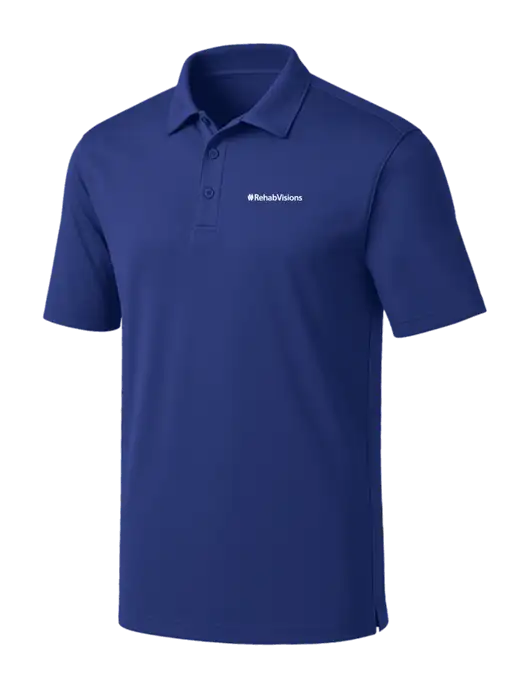 Dark Royal Silk Touch Performance Polo w/RehabVisions Logo