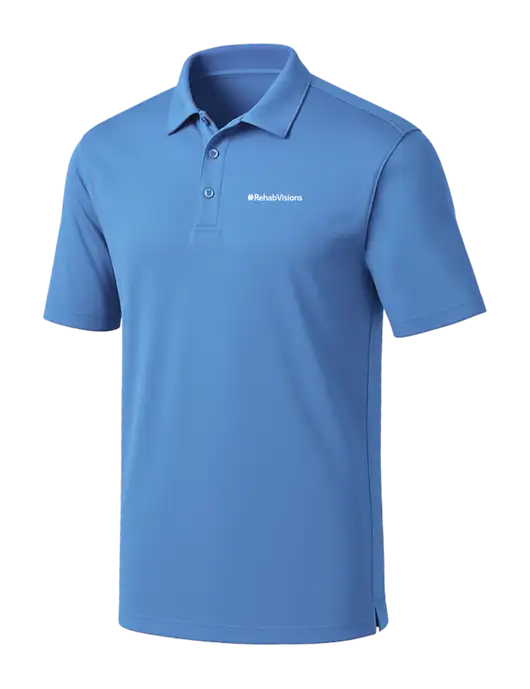 Carolina Blue Silk Touch Performance Polo w/RehabVisions Logo