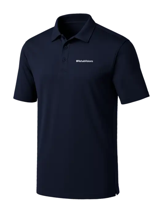 Navy Silk Touch Performance Polo w/RehabVisions Logo
