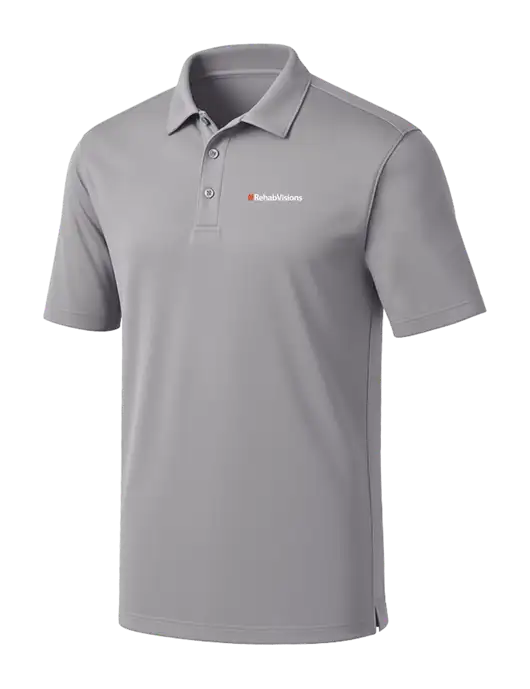 Light Grey Silk Touch Performance Polo w/RehabVisions Logo