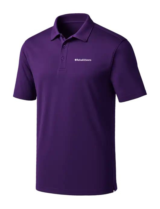 Purple Silk Touch Performance Polo w/RehabVisions Logo
