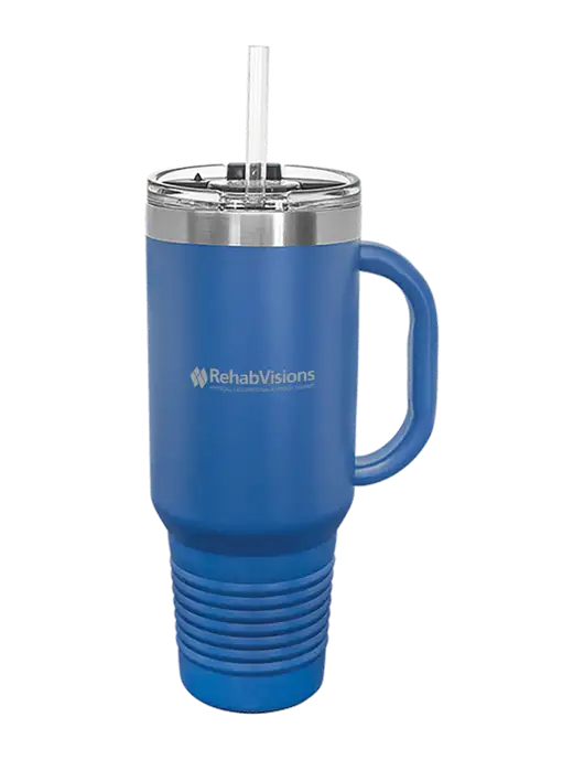 Polar Camel 40 oz. Powder Coated Vacuum Insulated Royal Travel Mug with Straw w/RehabVisions Logo