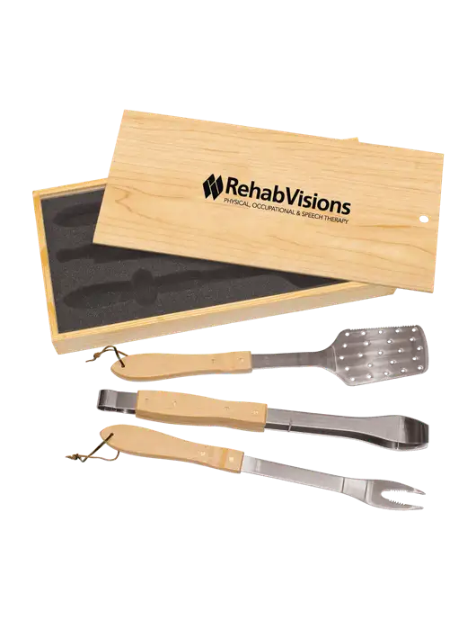 Wood BBQ Gift Set w/RehabVisions Logo