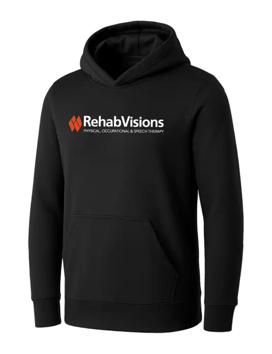 Womens Black Core Fleece Pullover Hooded Sweatshirt w/RehabVisions Logo