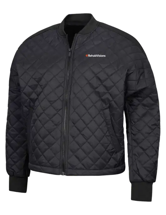Mercer+Mettle Black Womens Boxy Quilted Jacket w/RehabVisions Logo