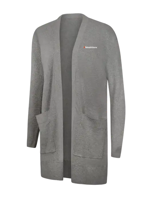 Mercer+Mettle Womens Light Grey Heather Open Front Cardigan Sweater w/RehabVisions Logo