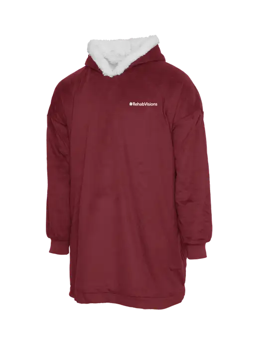 Wearable Lodge Dark Red Blanket w/RehabVisions Logo