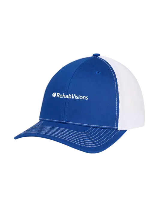 Richardson Adjustable Snapback Original 112 Trucker Cap Royal w/White Mesh w/RehabVisions Logo