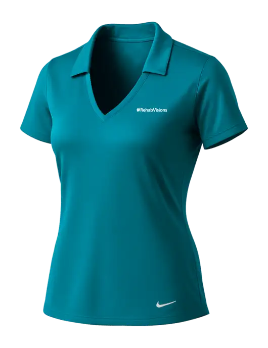 NIKE Dark Teal Womens Dri-Fit Vertical Mesh Polo w/RehabVisions Logo