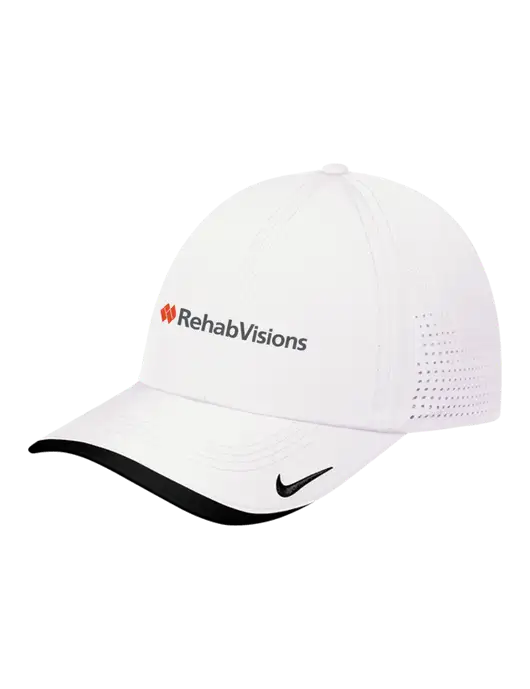 Nike White/Black Dri-FIT Perforated Performance Cap w/RehabVisions Logo