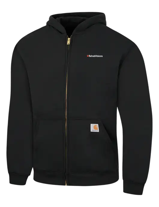 Carhartt Black Midweight Hooded Zip-Front Sweatshirt w/RehabVisions Logo