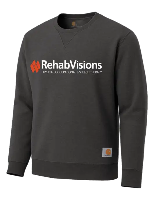 Carhartt Dark Grey Heather Midweight Crewneck Sweatshirt w/RehabVisions Logo