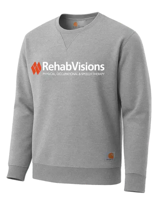 Carhartt Light Grey Heather Midweight Crewneck Sweatshirt w/RehabVisions Logo