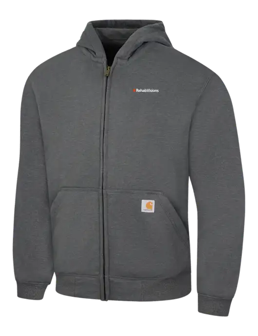 Carhartt Dark Grey Heather Rain Defender Paxton Heavyweight Hooded Zip-Front Sweatshirt w/RehabVisions Logo