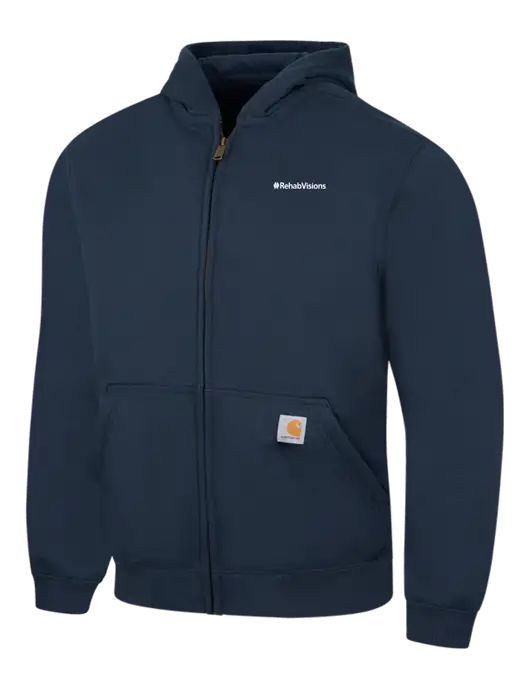 Carhartt Navy Rain Defender Paxton Heavyweight Hooded Zip-Front Sweatshirt w/RehabVisions Logo