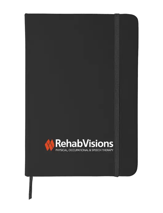 Black Comfort Touch Bound Journal 5" X 7" w/RehabVisions Logo