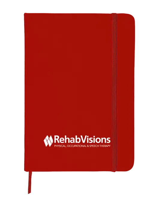 Red Comfort Touch Bound Journal 5" X 7" w/RehabVisions Logo