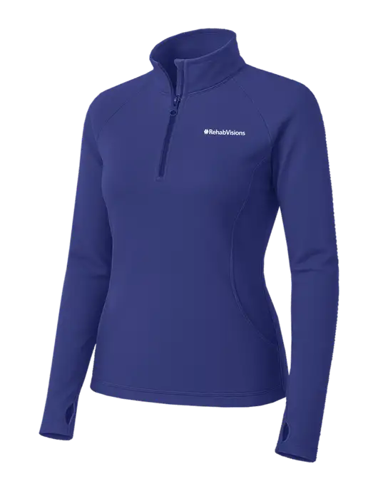 Light Purple Womens Sport Wick Stretch 1/4 Zip Pullover w/RehabVisions Logo
