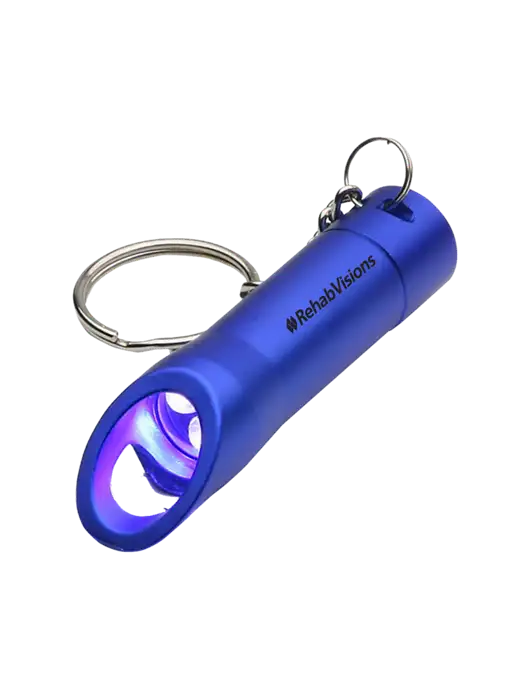 Royal Pocket LED Flashlight with Bottle Opener & Keychain w/RehabVisions Logo