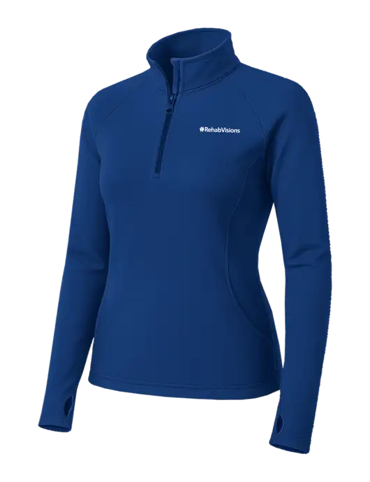 Dark Royal Womens Sport Wick Stretch 1/4 Zip Pullover w/RehabVisions Logo