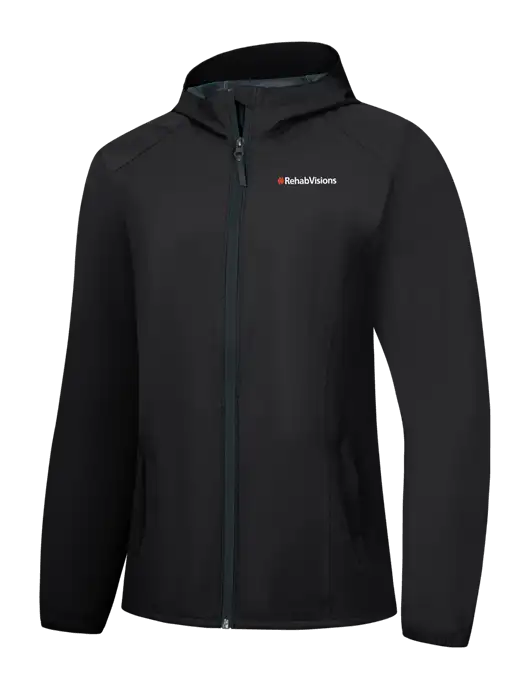 Womens Black Essential Rain Jacket w/RehabVisions Logo