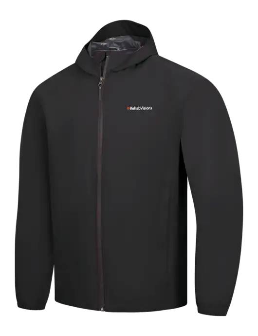 Black Essential Rain Jacket w/RehabVisions Logo
