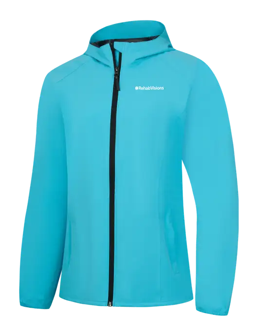 Womens Light Sapphire Blue Essential Rain Jacket w/RehabVisions Logo