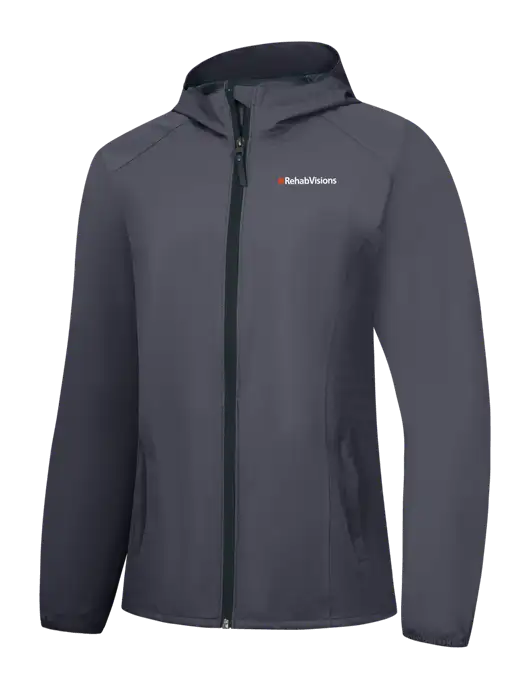 Womens Dark Grey Essential Rain Jacket w/RehabVisions Logo