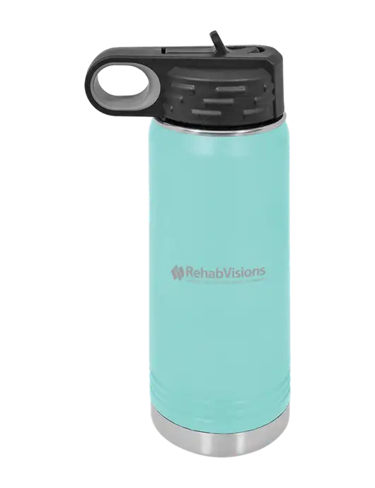 Polar Camel 20 oz Powder Coated Seafoam Vacuum Insulated Water Bottle w/RehabVisions Logo